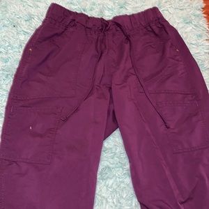 Deep purple scrub jogger pants, 4 large pockets with drawstring waist
